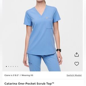 Figs Blue Catarina One-Pocket Scrub Top